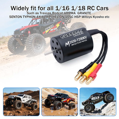 Surpass Hobby USA 2430 7200KV 2mm 1/16 1/18 SurpassHobby Brushless Motor Shaft High Speed Waterproof Motor