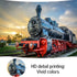 DYNH Sunset Supplies-7x5FT Steam Train Backdrop,Railroad Tracks Railway Photo Background,Train Banner,School Bulletin