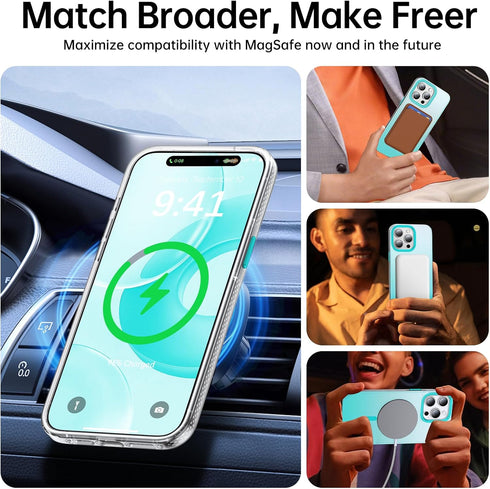 Magnetic iPhone 14 Pro Case, Compatible with MagSafe, Strong Magnetic, 10FT Military Grade Protective Translucent Case
