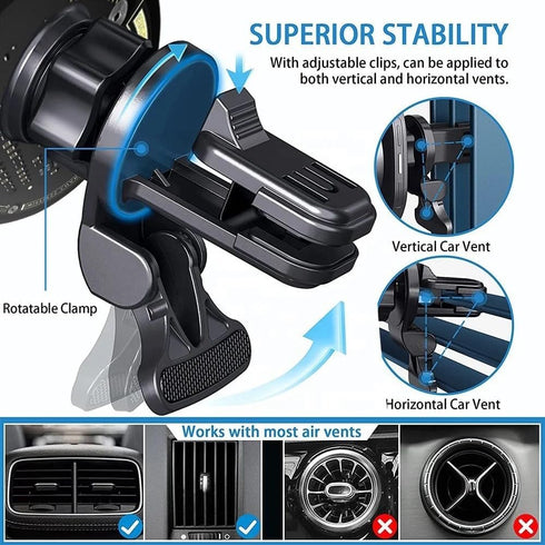 Magnetic Car Charger Transparent 15W Fast Charging for iPhone 12-15 Pro Max