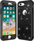 Hython Heavy Duty Full-Body Defender Case for iPhone 7 and 8, Bling Glitter Sparkle Hard Shell Hybrid - Black