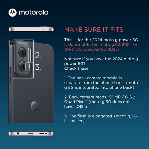 Motorola Moto G Power 5G (2024) Textured Protective Case- Black - Precision fit Shock Absorbing Cover for Enhanced Phone Grip, Style, & Drop Protection- NOT for Moto G 5G 2024 Version