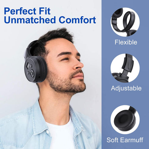 F4 Rechargeable Portable FM Radio Headphones, Best Reception FM Headset Radio Receiver for Daily Use