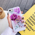 iPhone SE Case 2022/2020 by Qokey, for iPhone 7/8, Flower Cute Design with 360 Degree Rotating Ring (Purple Red)