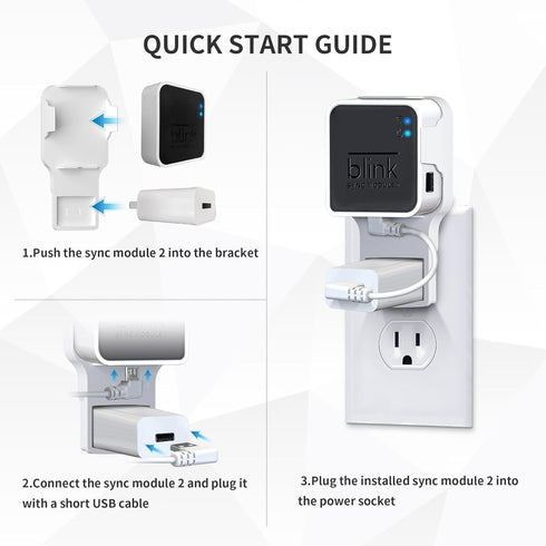 Wall Mount for Blink Sync Module 2, Short Cable Holder for Blink Outdoor Indoor Security Camera, Space Saving