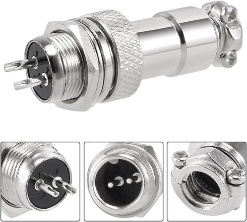 uxcell Aviation Connector Plug, 12mm 2 Terminals 7A 125V Waterproof Metal Fittings