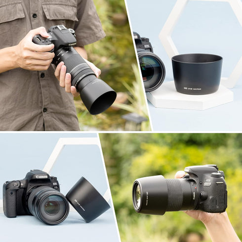 JJC Camera Lens Hood Shade for Canon EF 75-300mm f/4-5.6 III USM & EF-S 55-250mm f/4-5.6 IS II - Replaces Canon ET-60