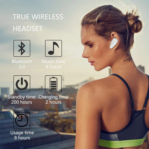 V5.0 Headset 8 Kendir Bluetooth Earpiece, Wireless Headphone Cell Phone Hrs Talking with Noise Cancelling Mic, Volume