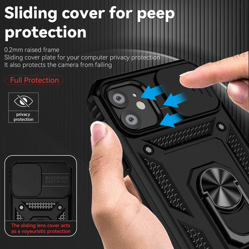 iPhone 11 Case, Black - Military Grade, 16ft Drop Tested, with Screen Protectors, Camera Cover & Magnetic Kickstand.