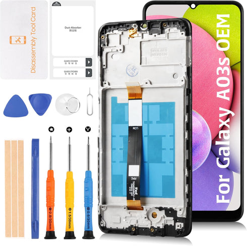 Original A03S US Version LCD Display + Black Frame for Samsung Galaxy A03s A037T A037U A037U1 6.5“ Replacement Touch