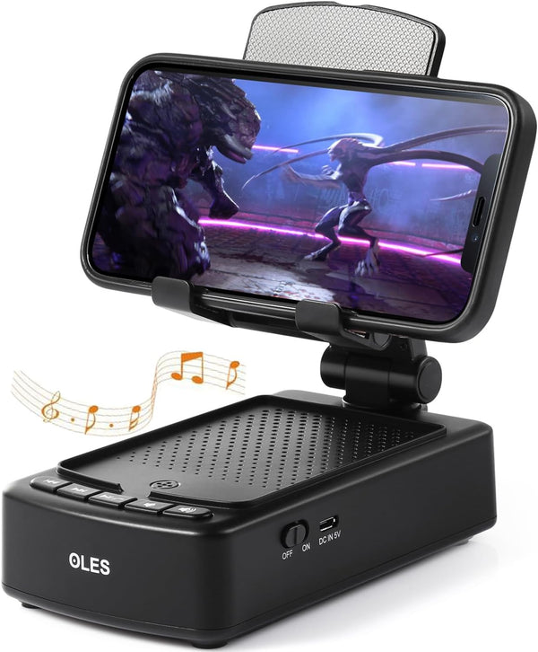 Gifts for Men, OLES Mobile Phone Stand with Bluetooth, Adjustable Tablet Holder with Wireless Speaker, Tech Gadgets.