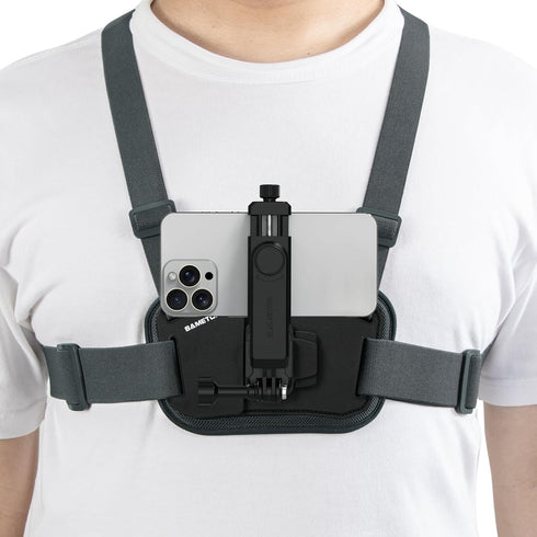 Sametop Phone Chest Mount Harness Holder, Mobile Phone Strap Clip Compatible with iPhone, Samsung, GoPro, and Most Cell