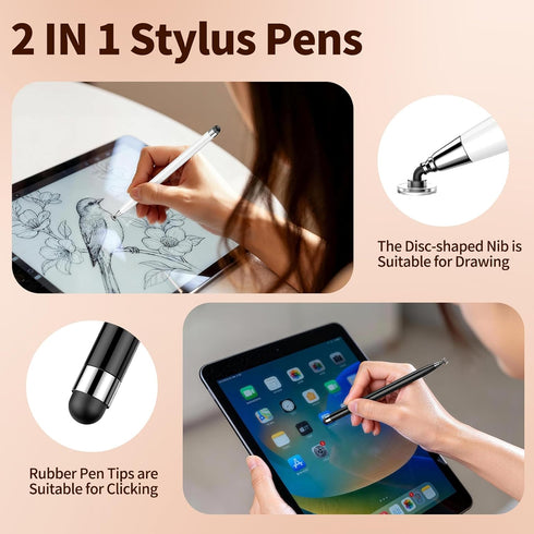 YITIAOXIAOYU 10 2 1 PCS Stylus Pen for Touchscreen, Lightweight in Dual-Tip Design, for Drawing, Note-Taking & Gaming