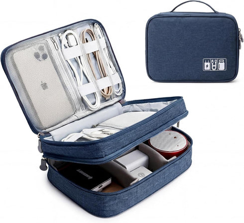 Lanola Travel Cable Organizer Bag, Electronic Accessories Case Portable Double Layer Cable