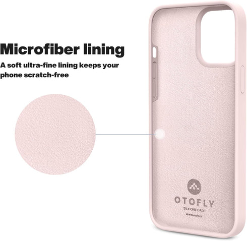 OTOFLY iPhone 13 Pro Case - Slim Liquid Silicone, Shockproof, Anti-Scratch Microfiber Lining, 6.1" (Chalk Pink)