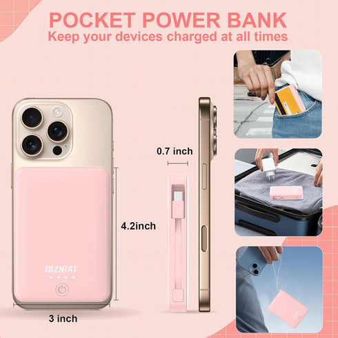 OIZNIAT 10000mAh 17 6 15 14 13 12Pro Portable Charger Power Bank with Type C Charger Powerbank Fast Charging,Not a