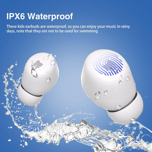 Kids Earbuds, Bluetooth 5.3 Earbuds for Kids with HiFi Stereo & Deep Bass, 30H Play Time, Wireless Earbuds with Mic, In