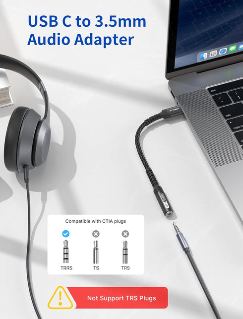 JSAUX 2-Pack USB Type C to 3.5mm Female Headphone Jack Adapter, USB C to Aux Audio Dongle Cable Cord Compatible with iPhone 15 Pro Max/15 Pro/15 Plus/15, Samsung Galaxy S23/S22, iPad Pro, Pixel -Black
