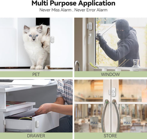 Window Alarm Door Alarms for Kids Safety, VOXON Wireless Door Alarm for Home Security, Pack of 2