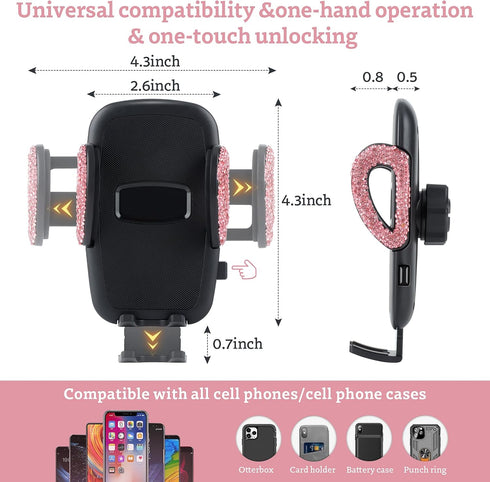 eing Car Phone Mount Holder Dashboard Air Vent Windshield, Compatible with iPhone 12/11/11 Pro/8 Plus/8/SE/X/XR/XS/7