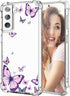 for Samsung Galaxy S21 FE Case, Alluring Purple Butterfly Pattern Slim Hard Cover, Shockproof Protective Women Phone -