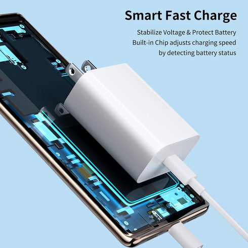 Jiunai USB C Wall Charger for Pixel 8a, 18W Plug-in USB C Charge Block with 3.3ft USB C Cable for Google Pixel