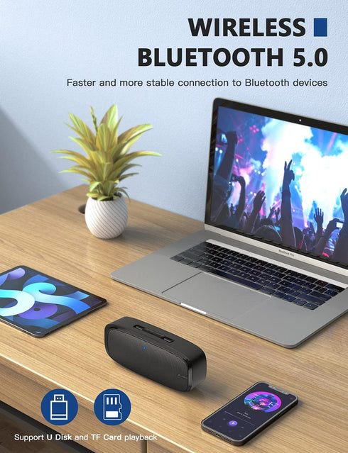 LENRUE Bluetooth Speaker, Wireless Portable Speaker with Loud Stereo Sound, 12-Hour Playtime, Built-in Mic for iPhone,
