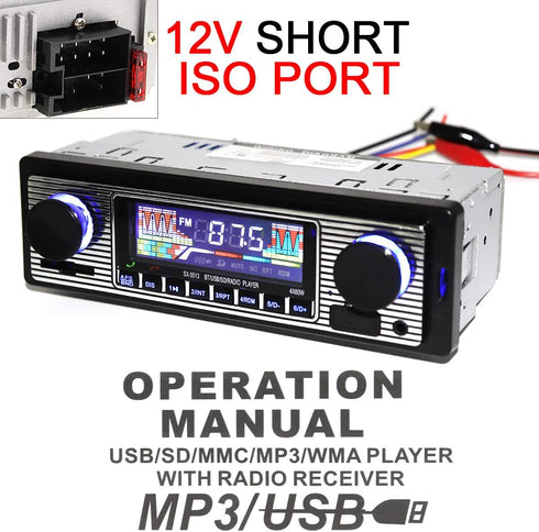 12V Bluetooth Car Radio MP3 Player Vehicle Stereo Audio Support FM / USB / SD / AUX with Remote Control
