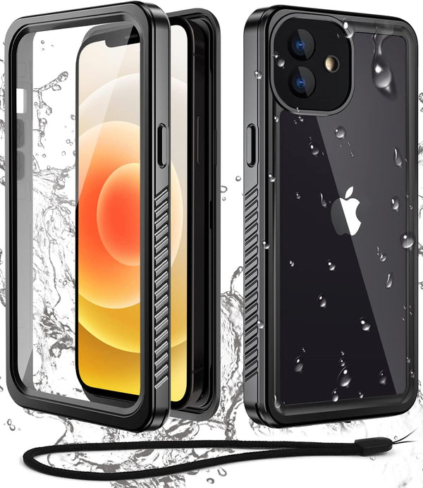 WIFORT iPhone 12 Mini Waterproof Case, Certified Water Proof & Military Protection with Built-in Screen Protector