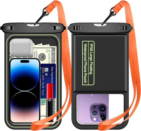 Temdan 2 Pcs Floating Waterproof Phone Pouch, Universal IPX8 Dry Bag for iPhone 15 Pro Max/14/13/12/11/SE/8, Galaxy S23