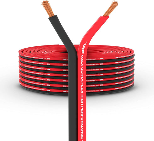 DS18 SW-12GA-100RB 12-GA Ultra Flex Speaker Wire 100FT Red and Black - Speaker Cable for Audio Applications