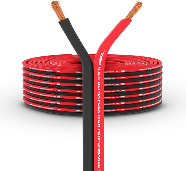 DS18 SW-12GA-100RB 12-GA Ultra Flex Speaker Wire 100FT Red and Black - Speaker Cable for Audio Applications