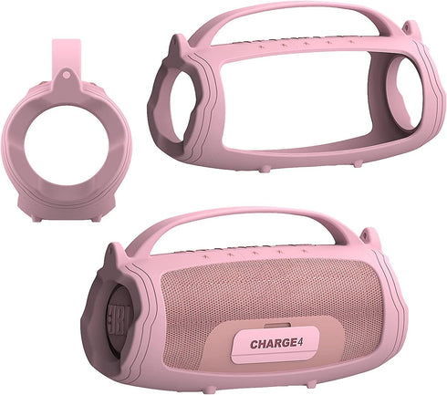 Silicone Cover Case for JBL Charge 4/Charge 5 Portable Bluetooth Speaker, Soft Skin Sleeve Accessories (Pink)