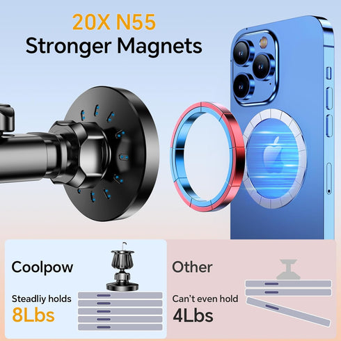 iPhone MagSafe Car Mount Charger, Wireless Charger Mount with Magnets & Suction Cup for iPhone 15 Pro Max 14 13 12