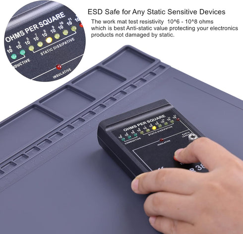 932F 15.9 12 Anti-Static Mat ESD Safe for Electronic Includes ESD Wristband and Grounding Wire, HPFIX Silicone