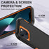 Annymall iPhone 13 Case (Black Orange) - Heavy Duty 3-Layer Shockproof Cover + 2 Screen Protectors for 6.1" Apple