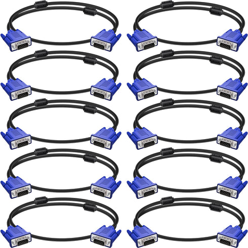 VGA to VGA Monitor Cable, 3 Feet Male to Male Computer Cord for TV and Projector, 10 Pack