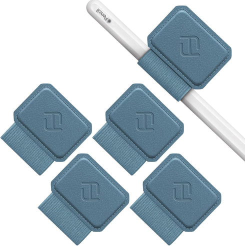 Fintie 4 Pack Pen Loop Holder for Apple Pencil Pro, USB-C & 1st/2nd Gen, Elastic Leather Pen Sleeve for Cases, Ocean