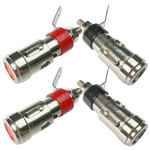 CESS Amplifier Terminal Connector Binding Post Push Quick Type, Spring Loaded Press Subwoofer Terminal, 4 Pack