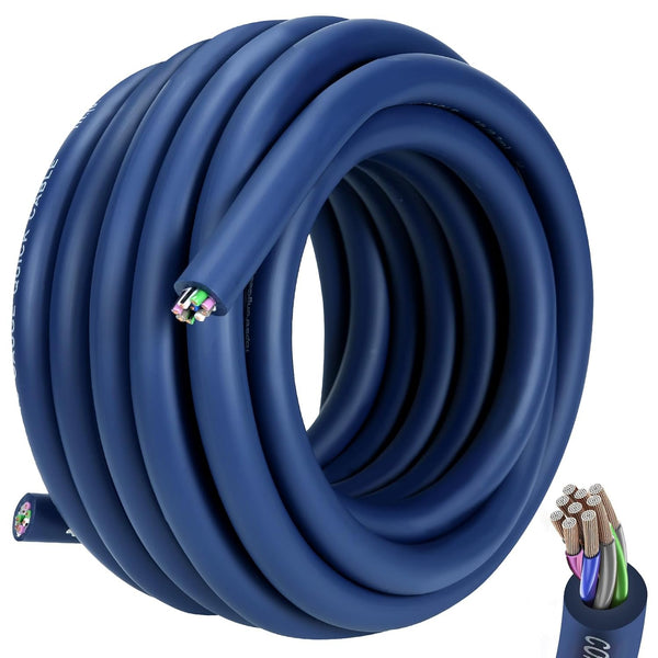TOPSTRONGGEAR 20 Feet 9-Conductor Speaker Cable - 16AWG 100% OFC, 4-Channel Speaker Wire and Remote Wire
