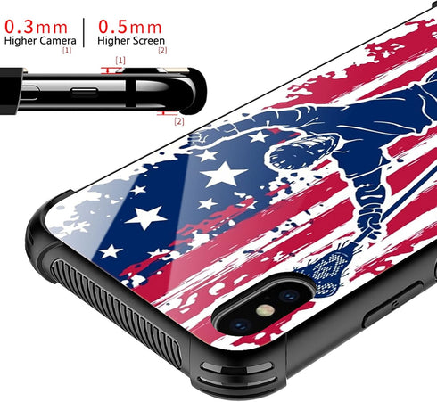 iPhone XR Case - Lacrosse American Flag Graphic for Girls, Shockproof Anti-Scratch Hard PC Back, Picture Pattern Design.