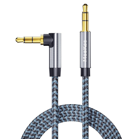 3.5mm Audio Cable 3FT Male to Male, Right Angle Aux Cord, Nylon Braided, Compatible with Beats and iPhone