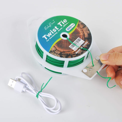 500 Feet (152M) Multi-purpose Plastic Twist Ties with Cutter, Reusable Twist Wire for Home, Office, Gardening