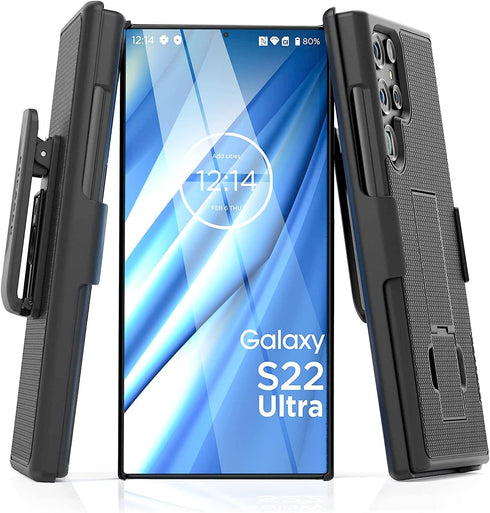 DuraClip Designed for Samsung Galaxy S22 Ultra Slim Phone Case with Holster, Belt Clip Case