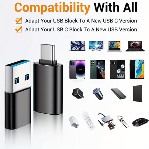 SheraF 4 Pack USB to USB C OTG Adapter, 2Pack Type C Female to A Male, 2Pack USB C Male to USB 3.0 Female
