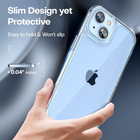 TAURI 3 in 1 iPhone 14 Case Clear, Not Yellowing with 2X Screen Protectors, Military-Grade Drop Protection, Slim 14