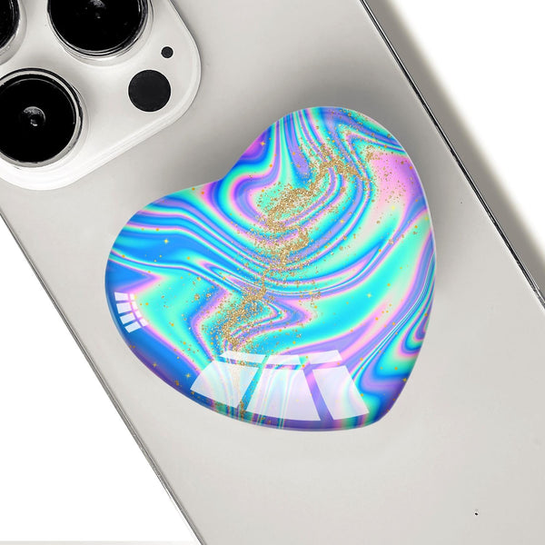 Luhoit Expandiing Cell Phone Grip Heart Shape Glass Finger Holder for Smartphones, Cellphone