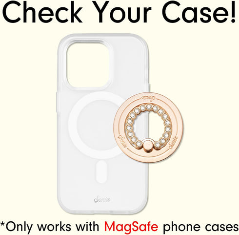 Sonix Magnetic Phone Grip and Phone Ring Holder - Compatible with MagSafe - Rotatable Kickstand and Phone Holder for iPhone 15, 14, 13, 12 Series - Gold/Clear Rhinestone