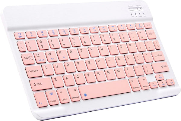 Ultra-Slim Bluetooth Keyboard, Portable Mini Wireless Rechargeable for Apple iPad, iPhone, Samsung Tablet, Smartphone,