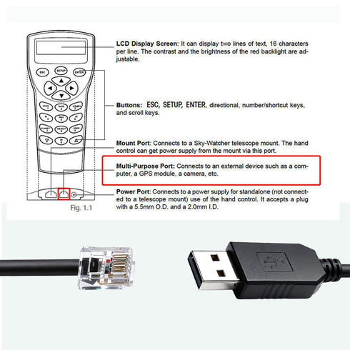 RJ12 6P6C FT232Chipset,1.8M 6FT USB to Hand Controller PC Link Cable of Orion Skywatcher Synscan, Hand Controller